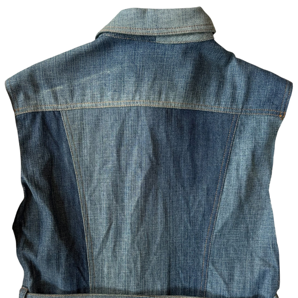 Dolce & Gabbana Vintage Tweed Check & Denim Hybrid Trench Coat