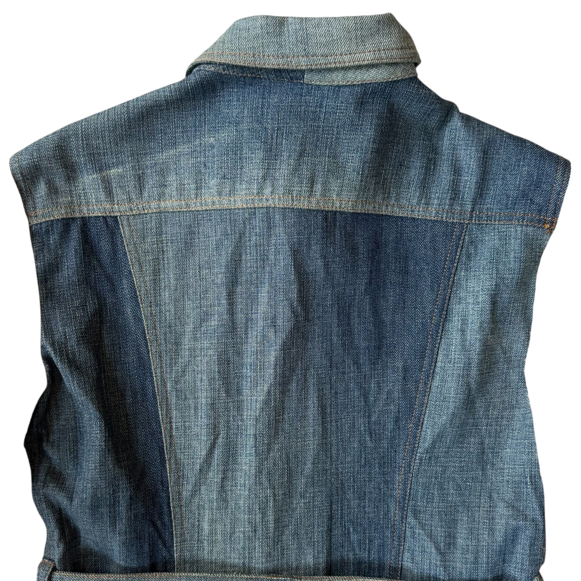 Dolce & Gabbana Vintage Tweed Check & Denim Hybrid Trench Coat
