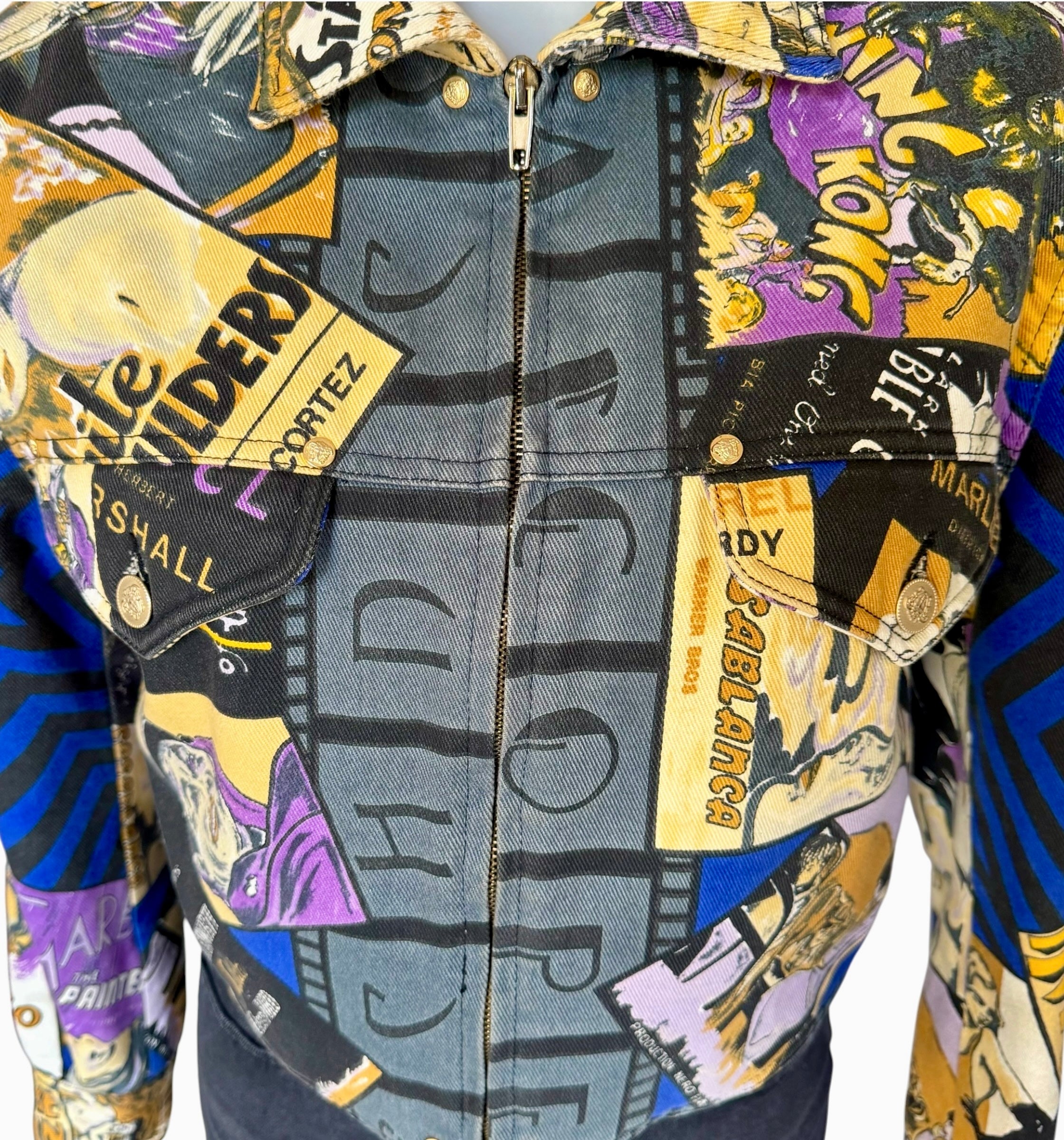 Versace Jeans Couture Vintage 1991 Movie Poster Cropped Jacket