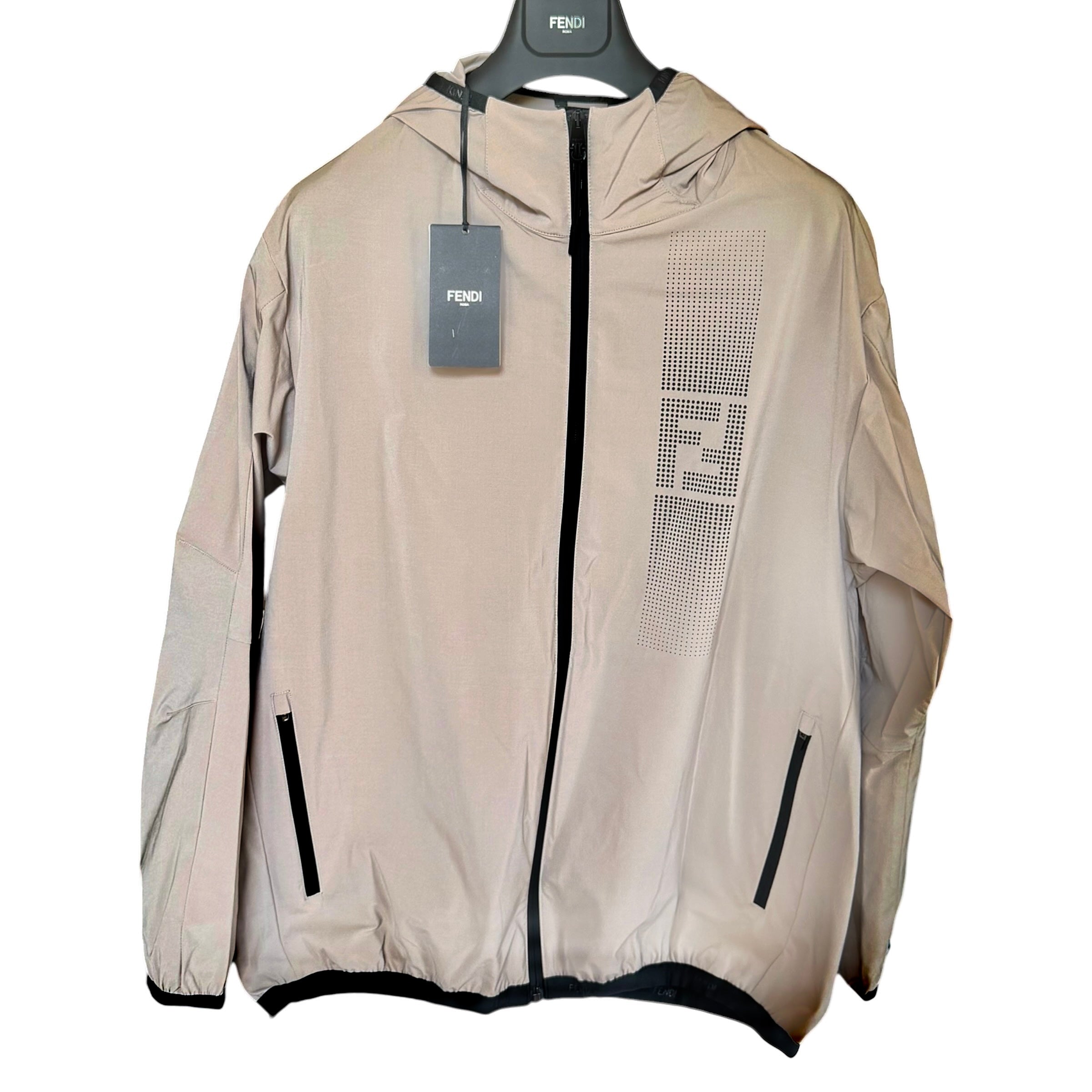 Fendi 2022 Men's Gradient FF Logo Hooded Windbreaker Jacket