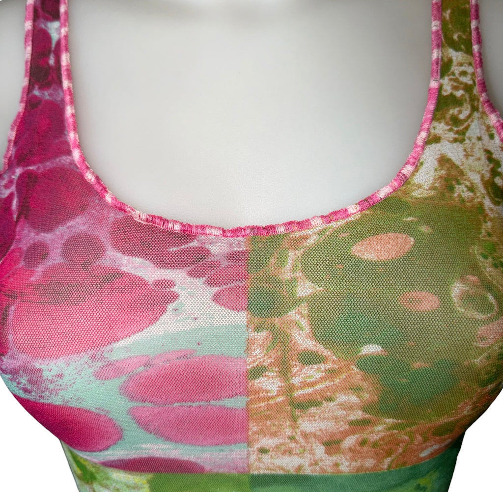Jean Paul Gaultier Vintage SS2000 'Bacteria' Print Mesh Tank Top