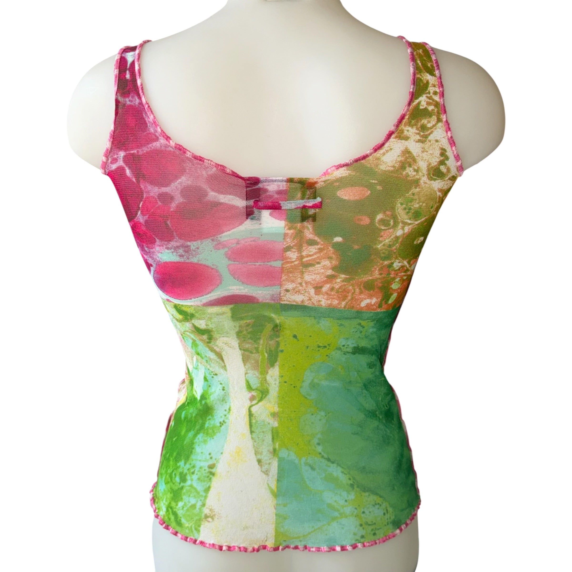 Jean Paul Gaultier Vintage SS2000 'Bacteria' Print Mesh Tank Top