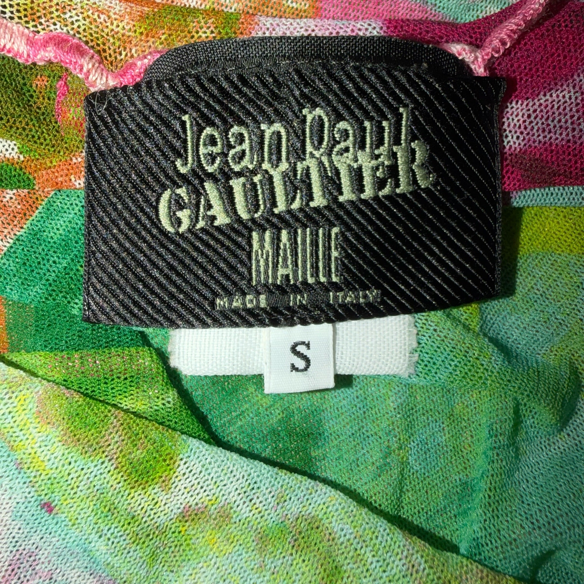 Jean Paul Gaultier Vintage SS2000 'Bacteria' Print Mesh Tank Top