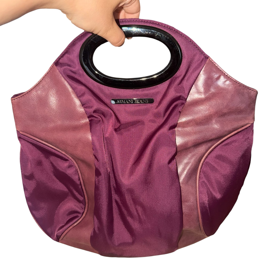 Armani Jeans 00's Purple Leather + Nylon Shoulder Bag