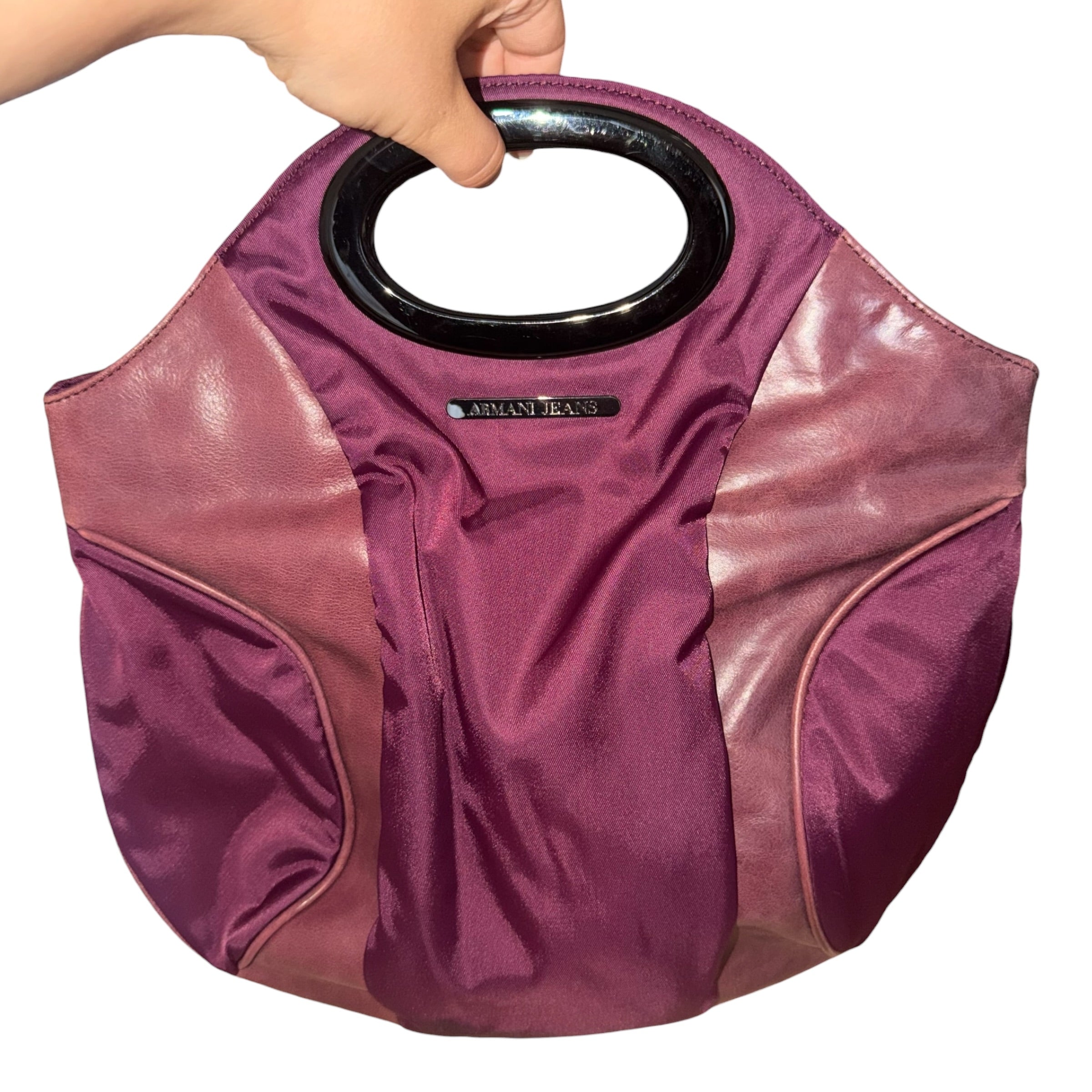 Armani Jeans 00's Purple Leather + Nylon Shoulder Bag