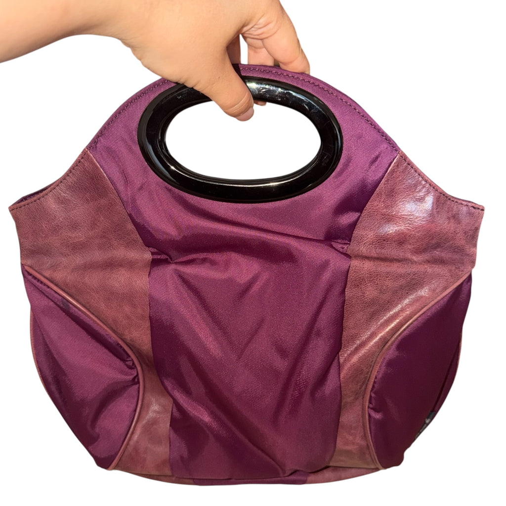 Armani Jeans 00's Purple Leather + Nylon Shoulder Bag