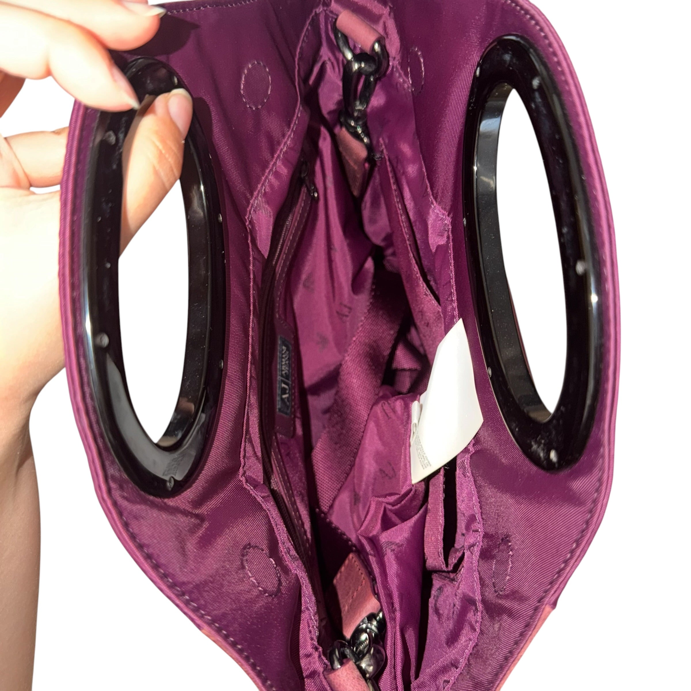 Armani Jeans 00's Purple Leather + Nylon Shoulder Bag