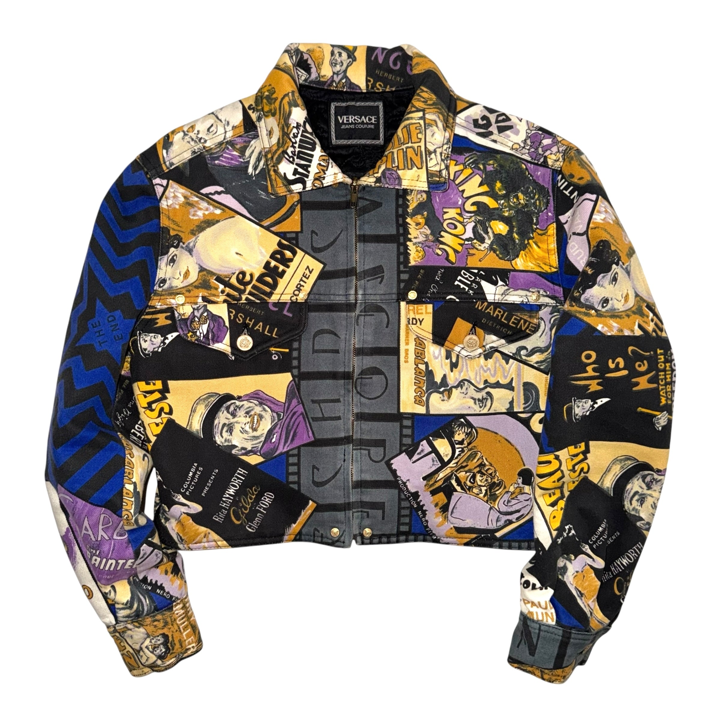 Versace Jeans Couture Vintage 1991 Movie Poster Cropped Jacket
