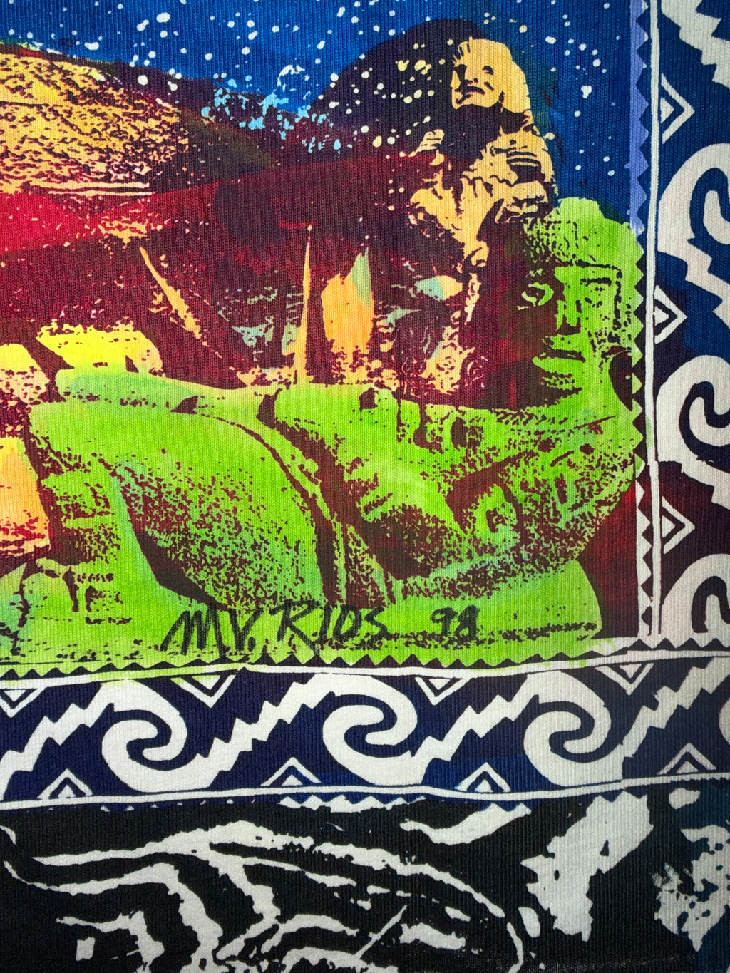 Vintage 90's Santana Printed and Signed by Michael Rios aop T-Shirt