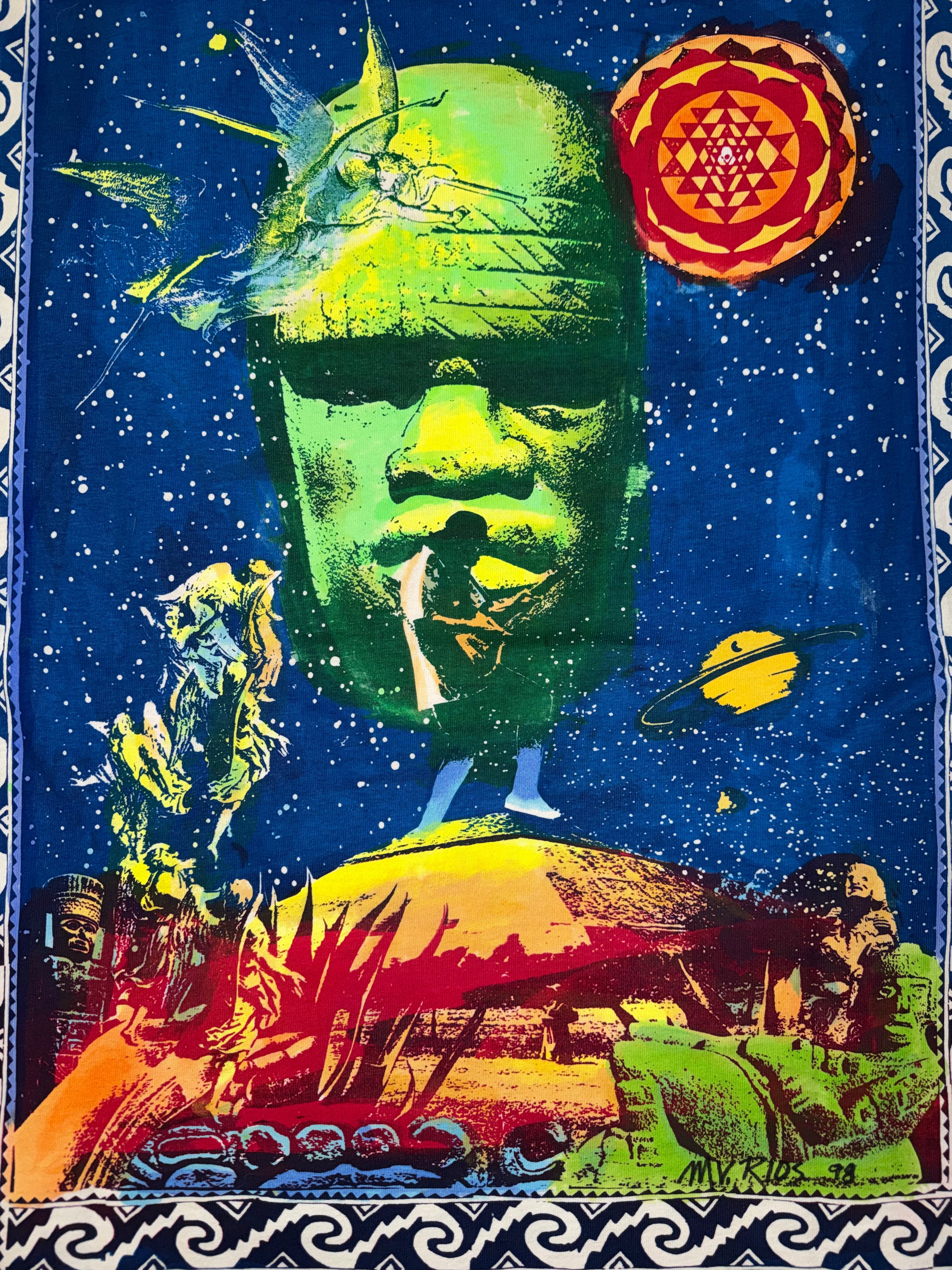 Vintage 90's Santana Printed and Signed by Michael Rios aop T-Shirt
