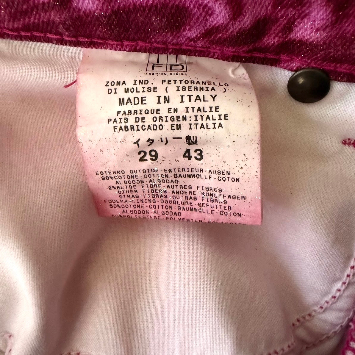 Just Cavalli x Roberto Cavalli Vintage Pink Ocean Water Print Jeans