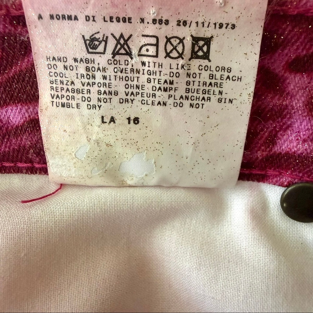 Just Cavalli x Roberto Cavalli Vintage Pink Ocean Water Print Jeans