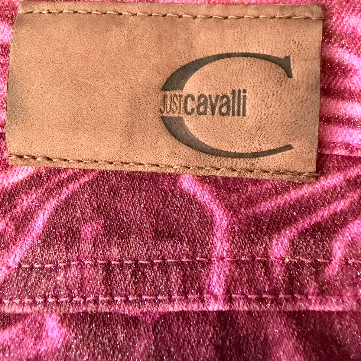 Just Cavalli x Roberto Cavalli Vintage Pink Ocean Water Print Jeans