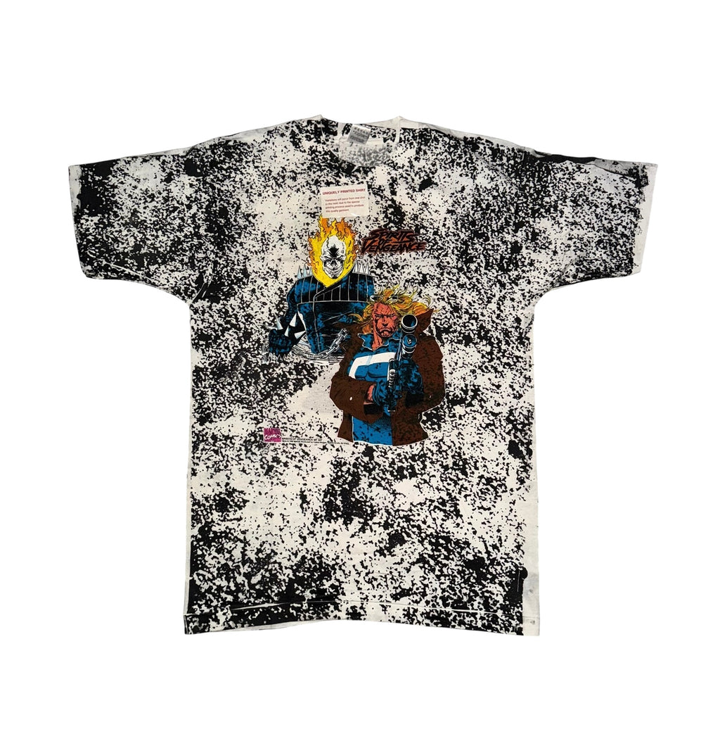 Vintage 90's Spirits of Vengeance Ghost Rider Marvel  Mega Print T-Shirt