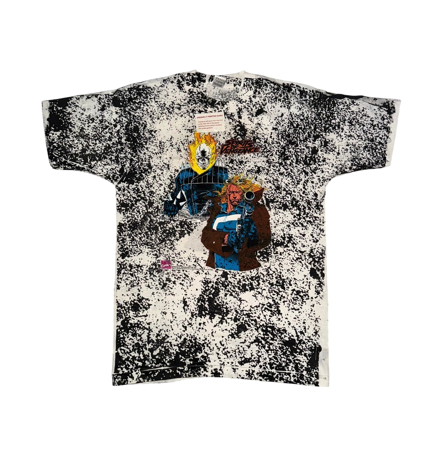 Vintage 90's Spirits of Vengeance Ghost Rider Marvel  Mega Print T-Shirt