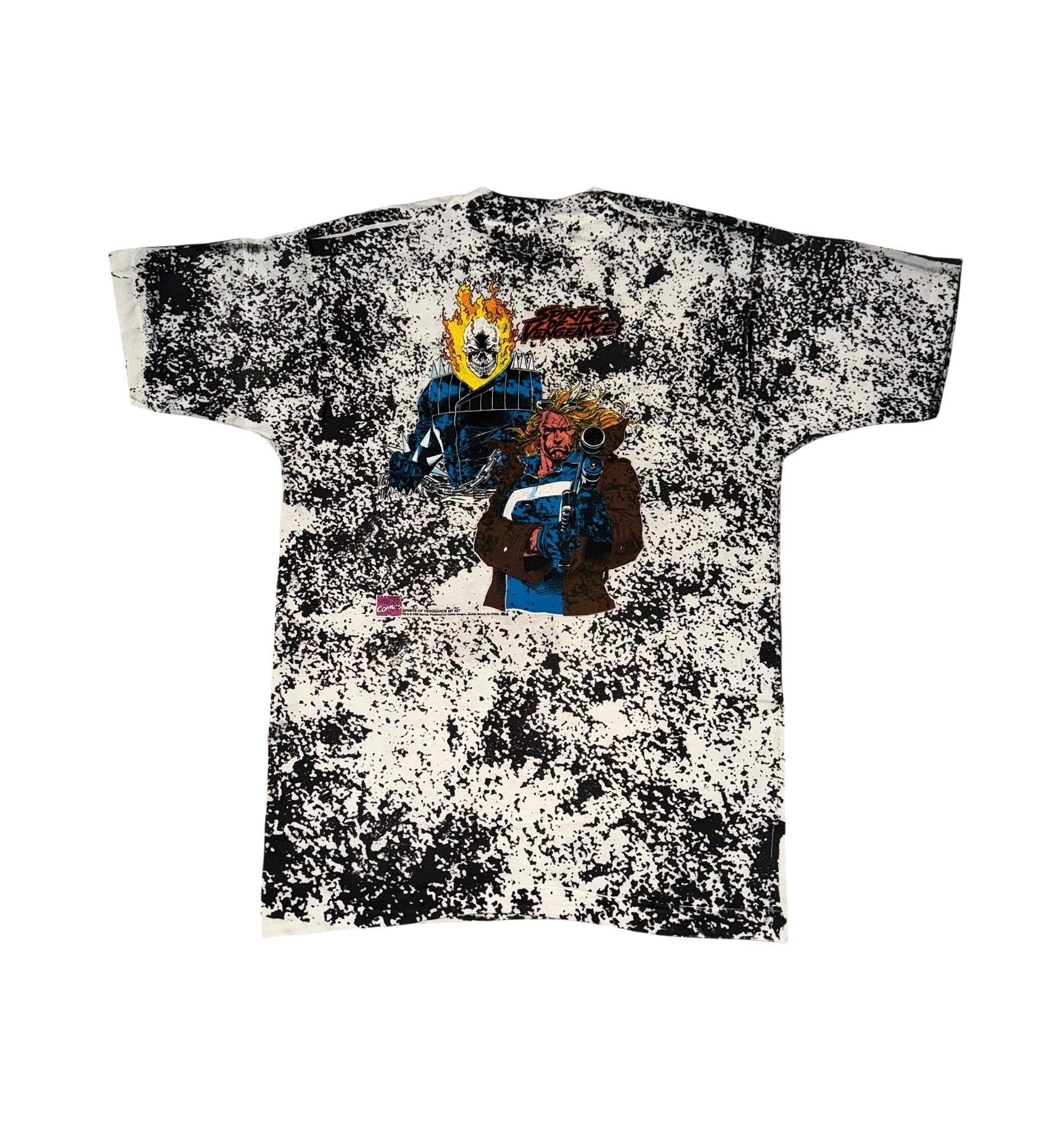 Vintage 90's Spirits of Vengeance Ghost Rider Marvel  Mega Print T-Shirt