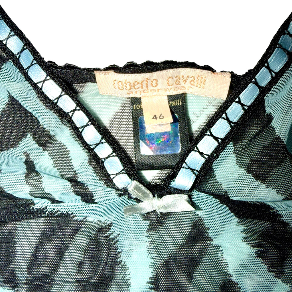 Roberto Cavalli Vintage Mesh Wild Horse Print Camisole & Matching Bra Set