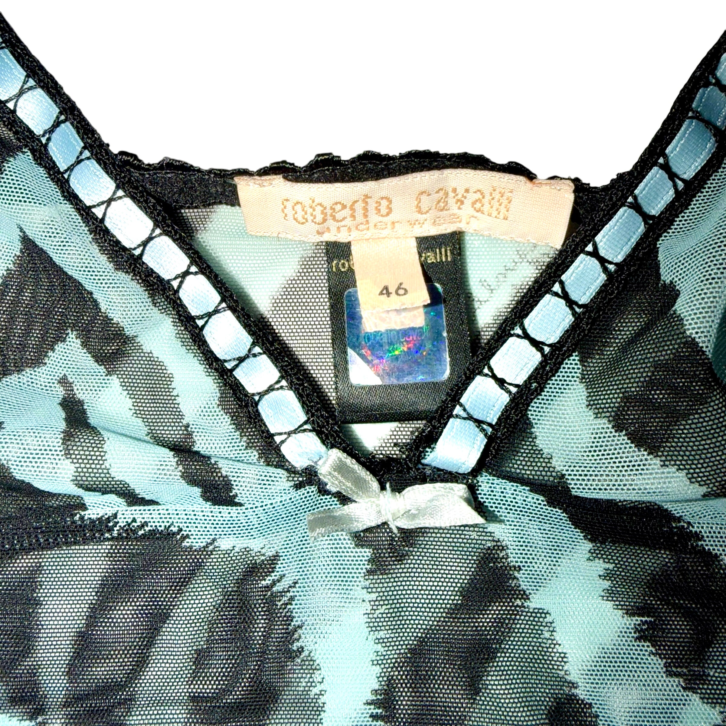 Roberto Cavalli Vintage Mesh Wild Horse Print Camisole & Matching Bra Set