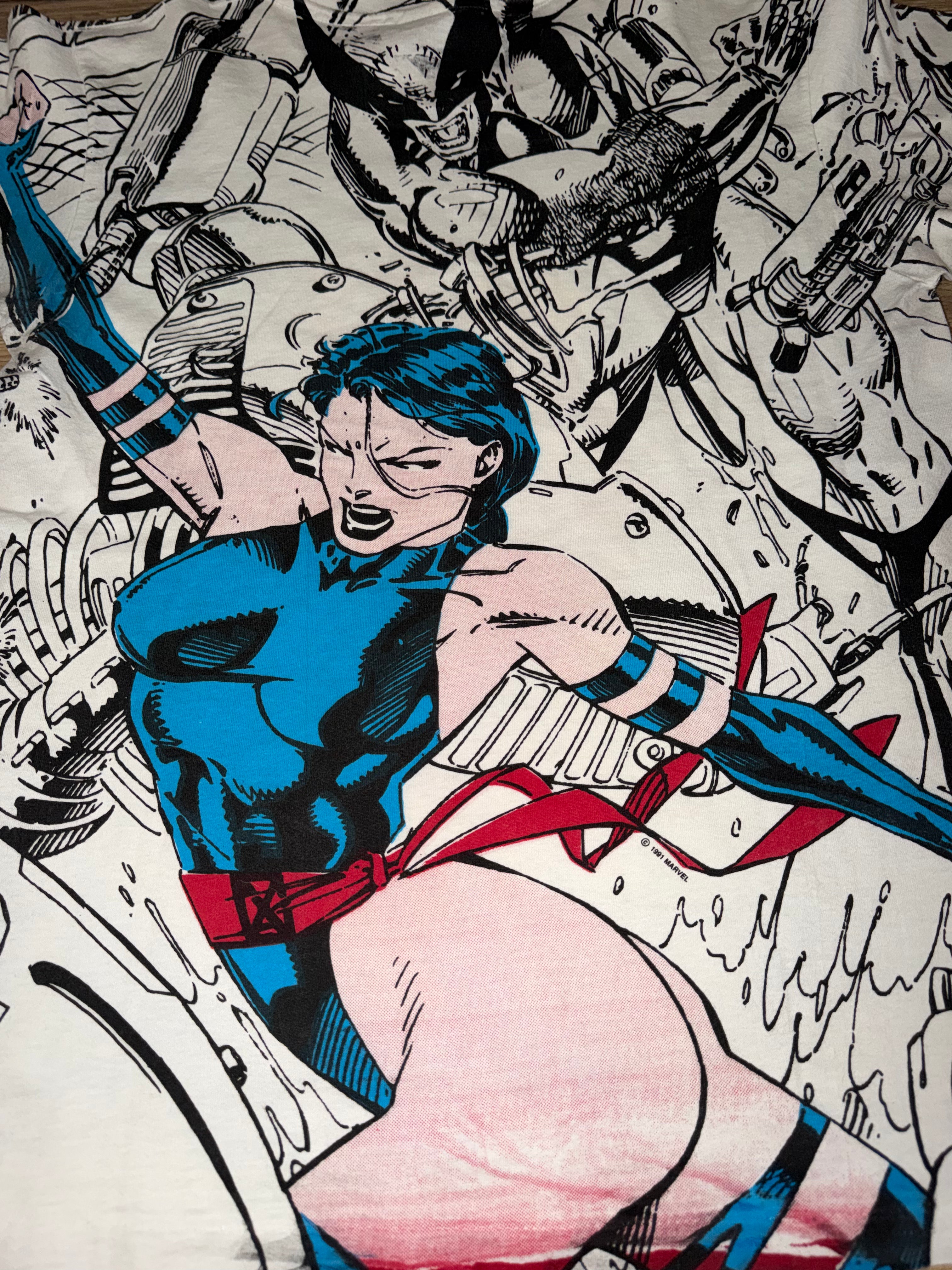 Vintage 90's Wolverine Psylocke Marvel T-Shirt
