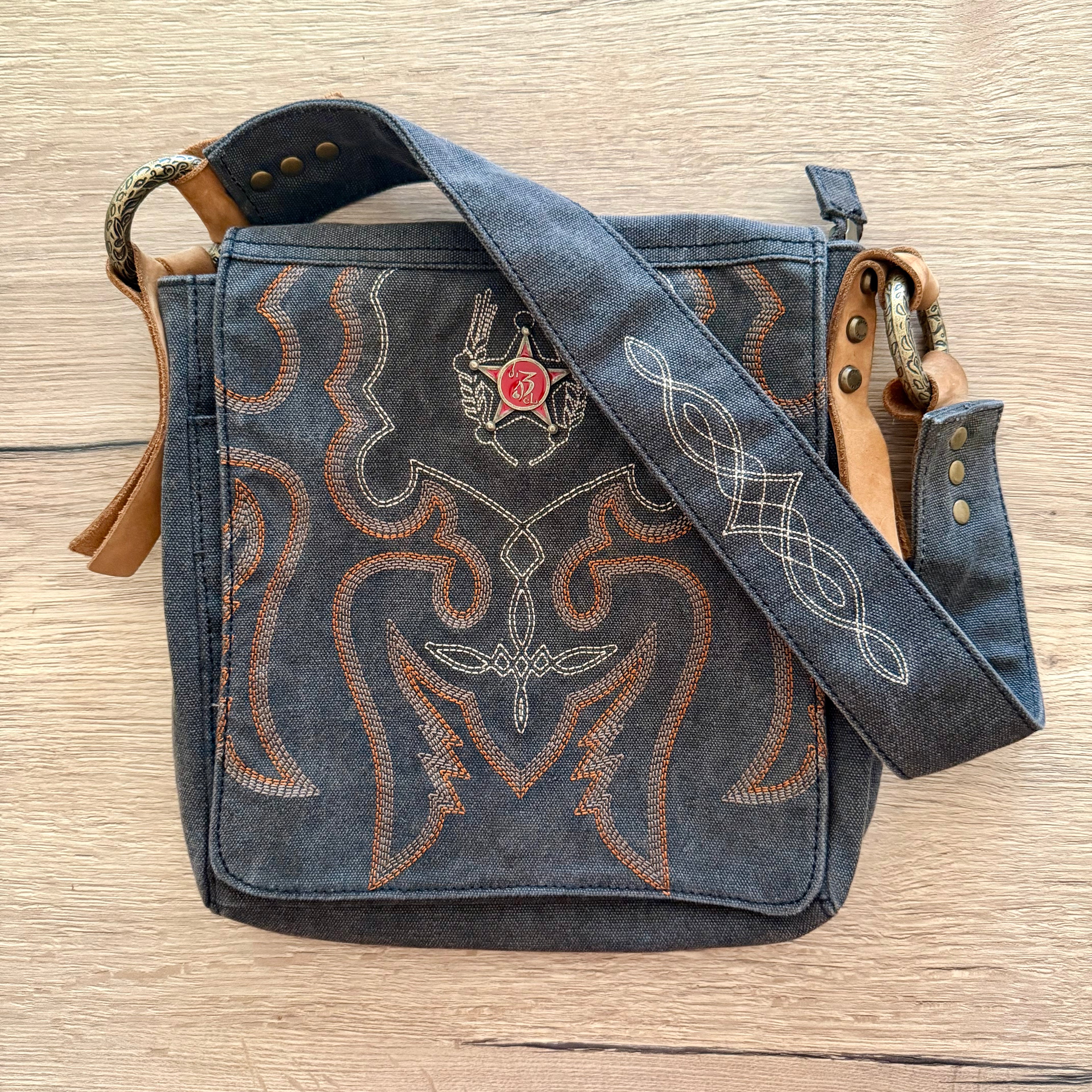 Diesel Vintage Spare Parts Denim Crossbody Bag