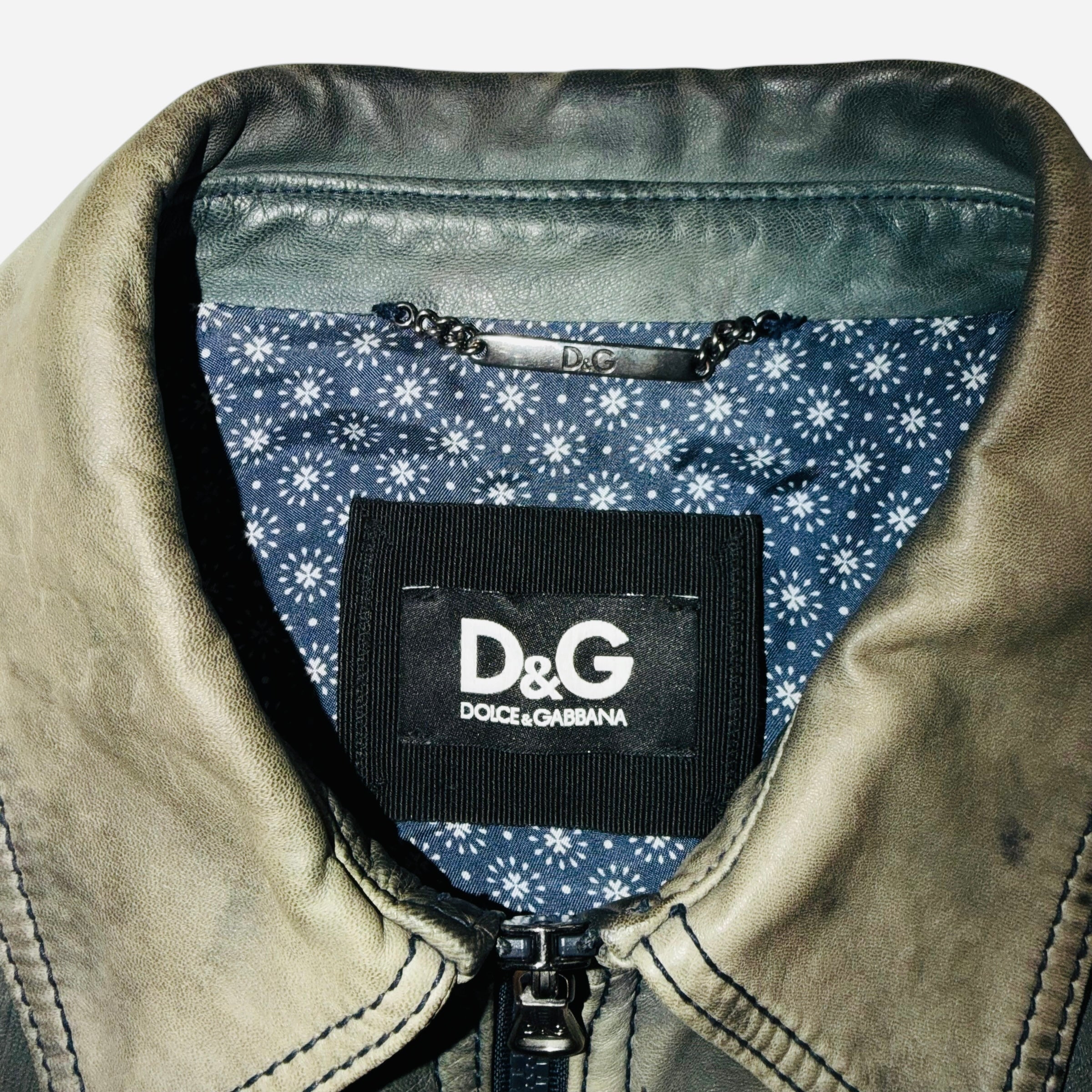 DOLCE & GABBANA VINTAGE DISTRESSED LEATHER JACKET