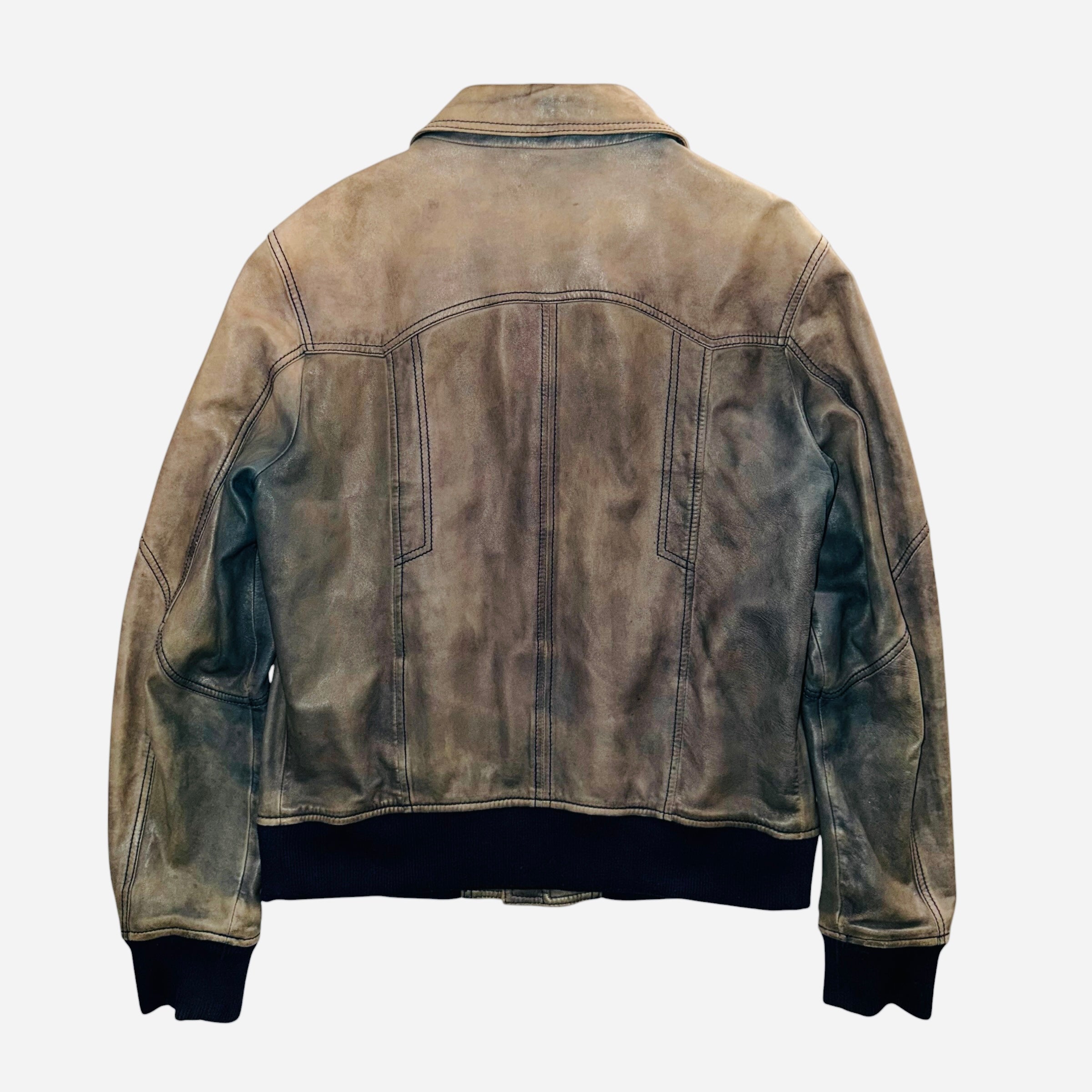DOLCE & GABBANA VINTAGE DISTRESSED LEATHER JACKET