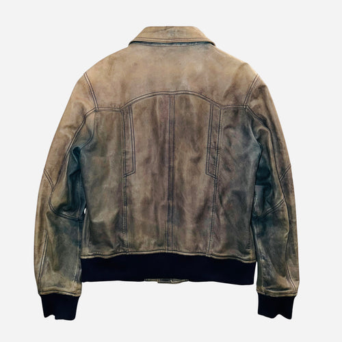 DOLCE & GABBANA VINTAGE DISTRESSED LEATHER JACKET