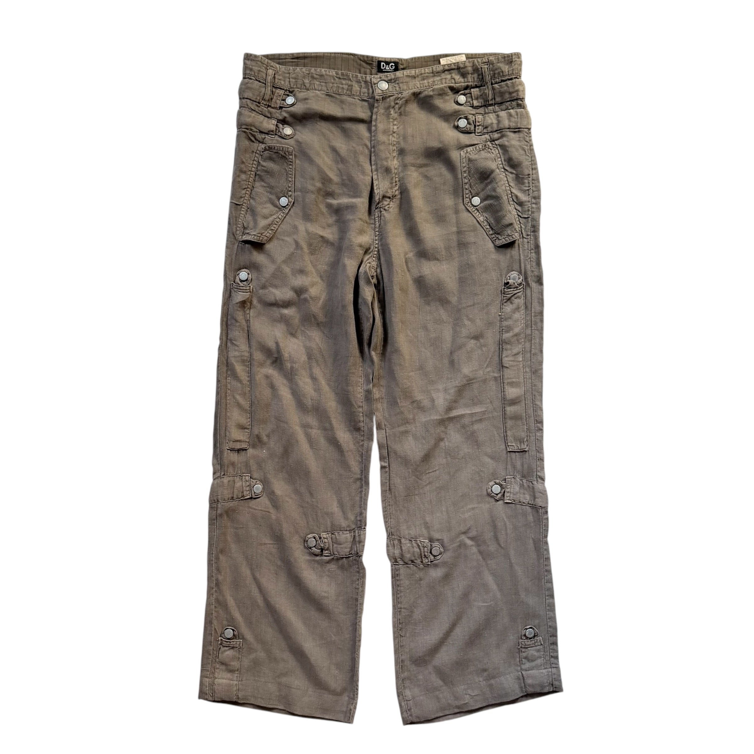 DOLCE & GABBANA VINTAGE 2004 LINEN CARGO PANTS