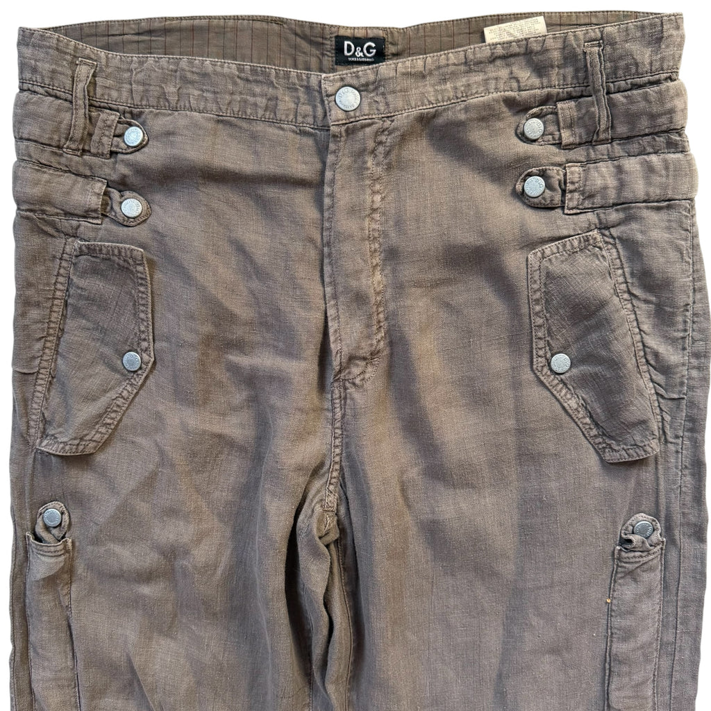 DOLCE & GABBANA VINTAGE 2004 LINEN CARGO PANTS