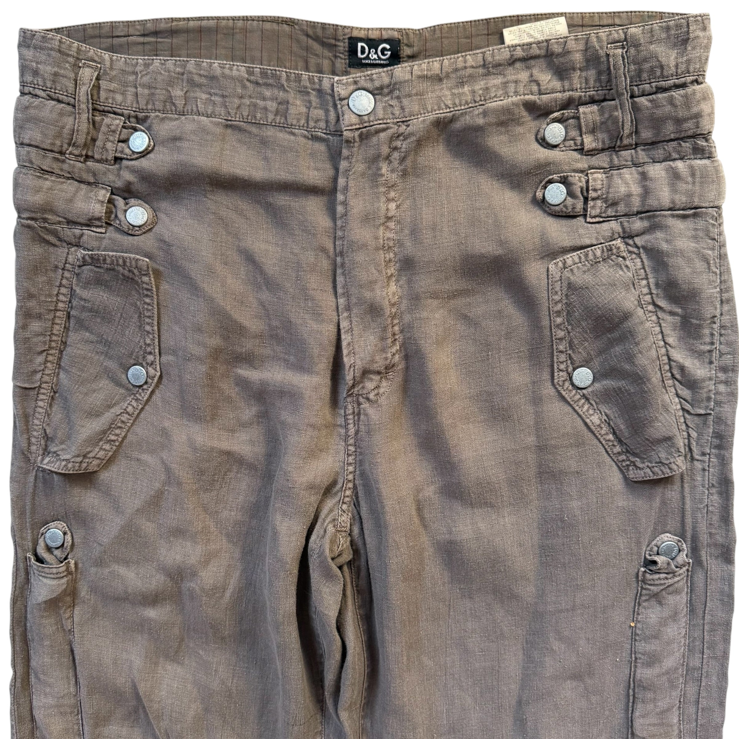DOLCE & GABBANA VINTAGE 2004 LINEN CARGO PANTS