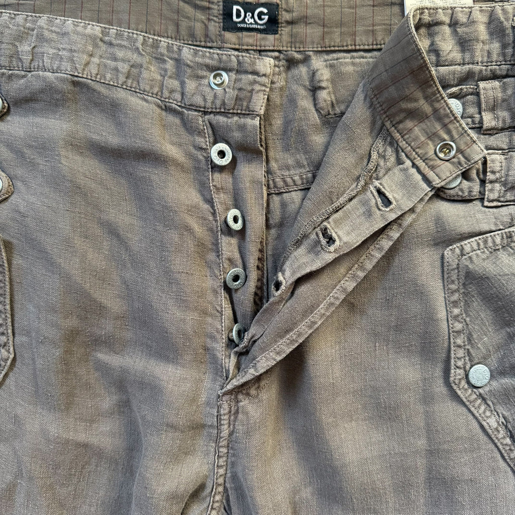 DOLCE & GABBANA VINTAGE 2004 LINEN CARGO PANTS
