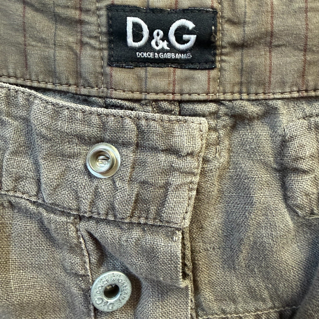DOLCE & GABBANA VINTAGE 2004 LINEN CARGO PANTS