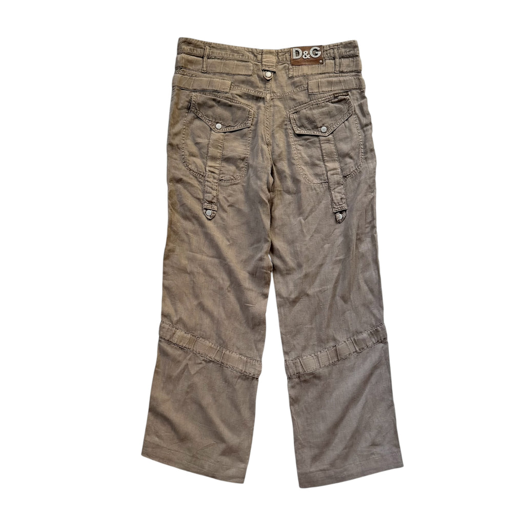 DOLCE & GABBANA VINTAGE 2004 LINEN CARGO PANTS