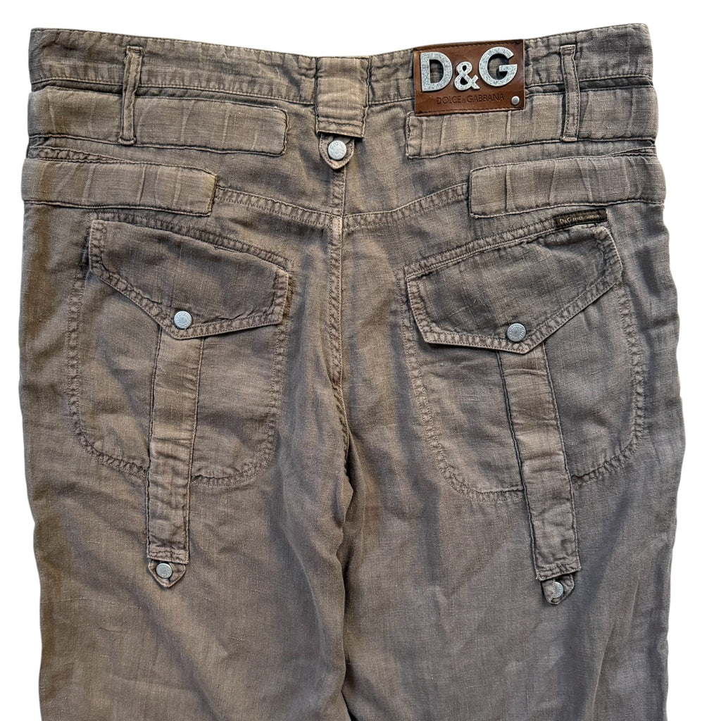 DOLCE & GABBANA VINTAGE 2004 LINEN CARGO PANTS