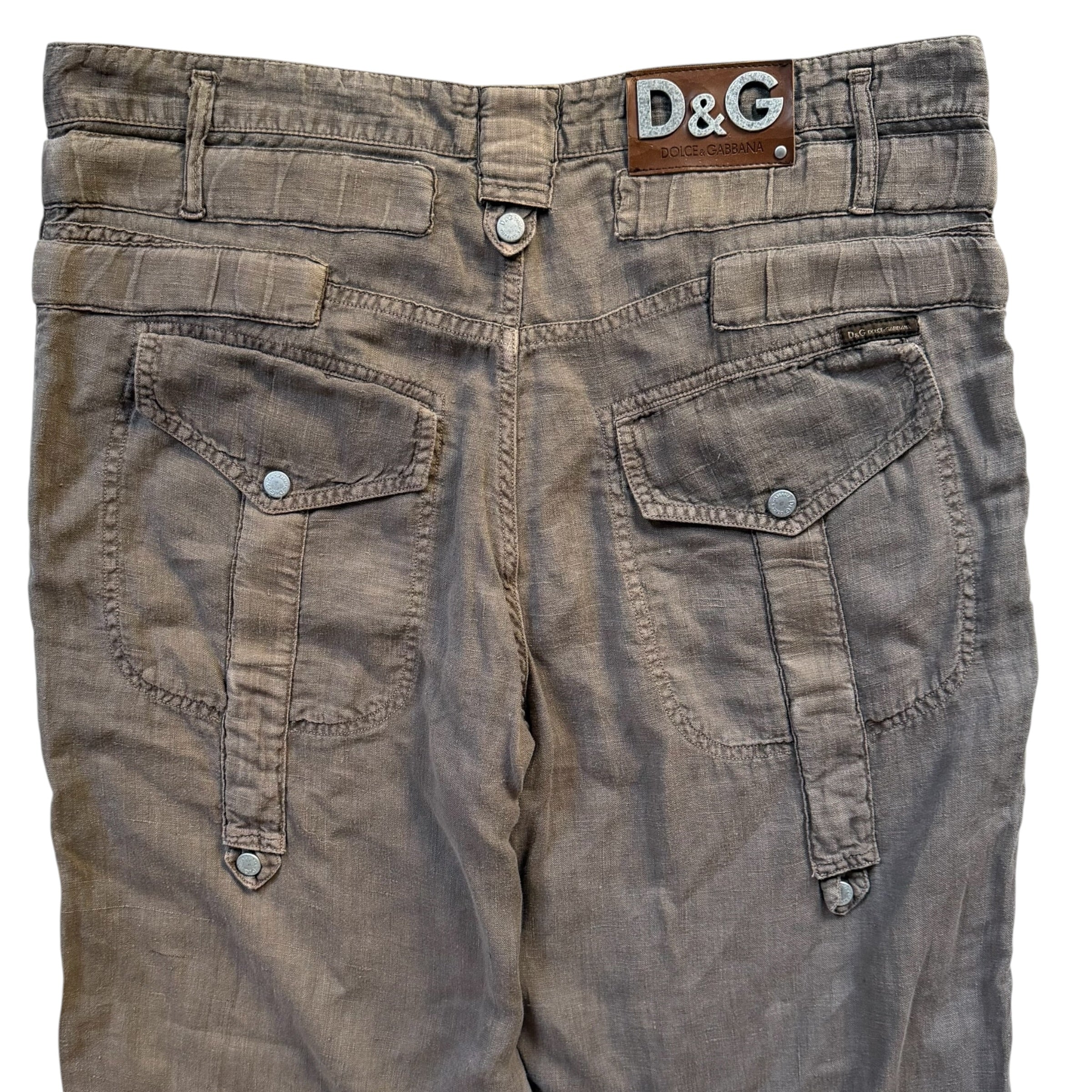 DOLCE & GABBANA VINTAGE 2004 LINEN CARGO PANTS