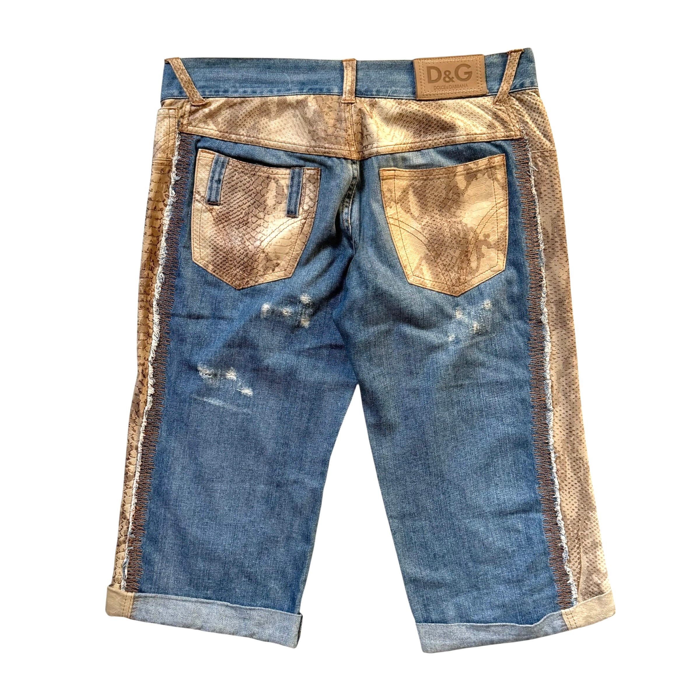 DOLCE & GABBANA VINTAGE PYTHON DENIM SHORTS