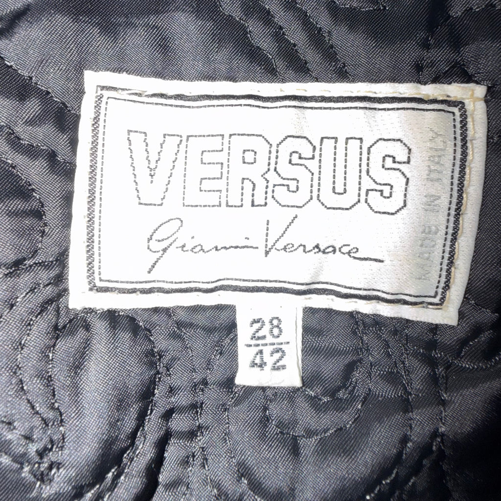 VERSACE VINTAGE LEATHER JACKET WITH FUR COLLAR