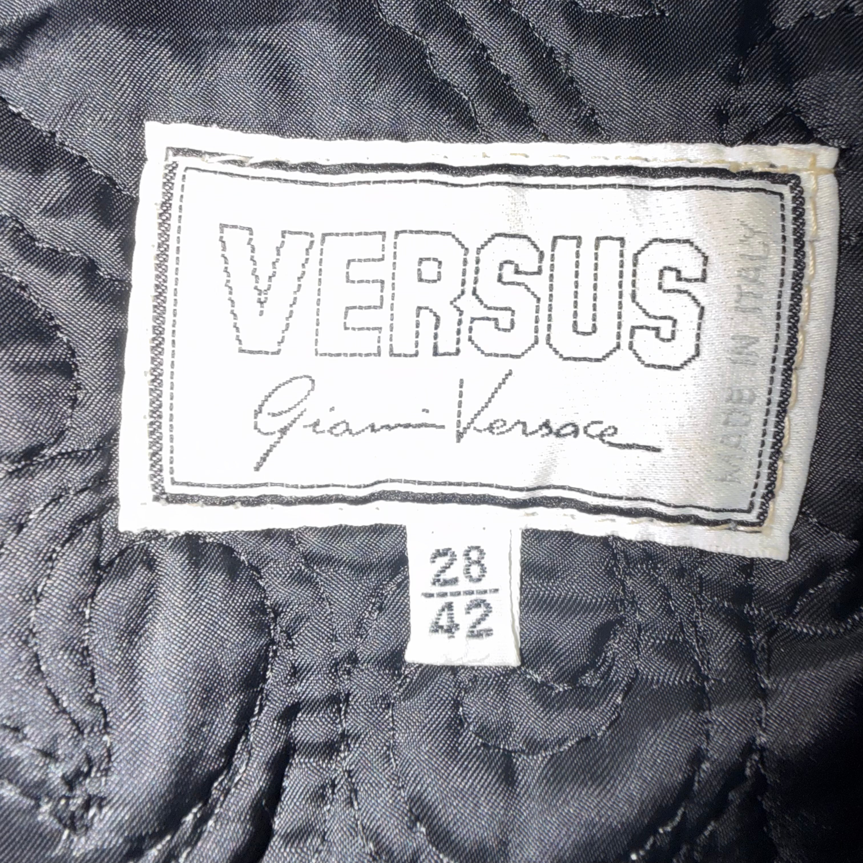 VERSACE VINTAGE LEATHER JACKET WITH FUR COLLAR