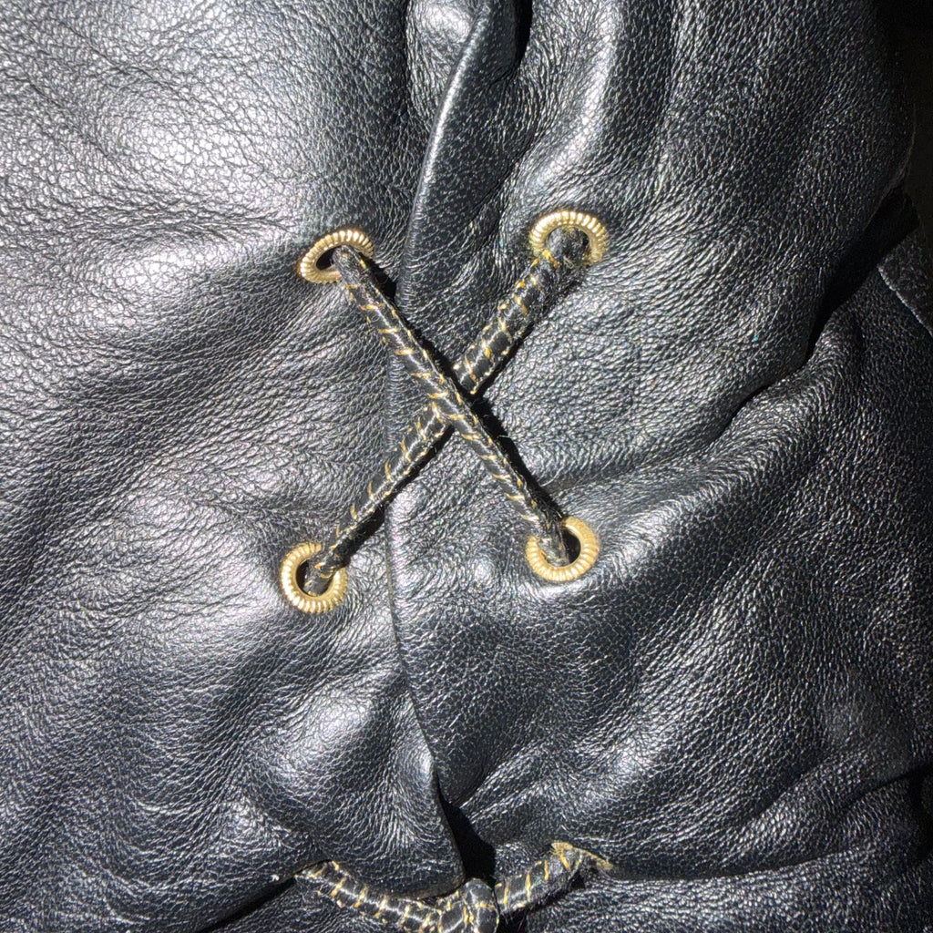 VERSACE VINTAGE LEATHER JACKET WITH FUR COLLAR