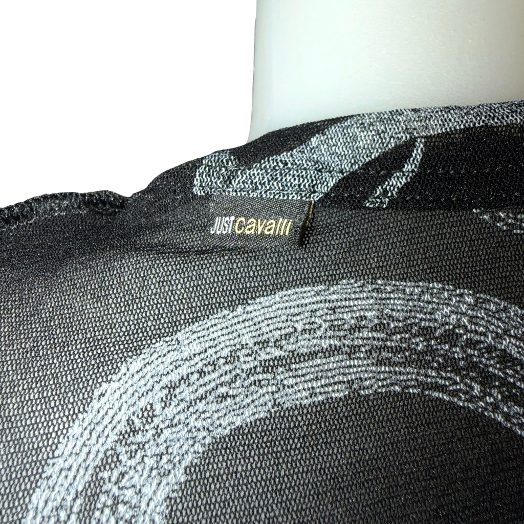 Just Cavalli X Roberto Cavalli Vintage Mesh Tattoo Print Long Sleeve Top