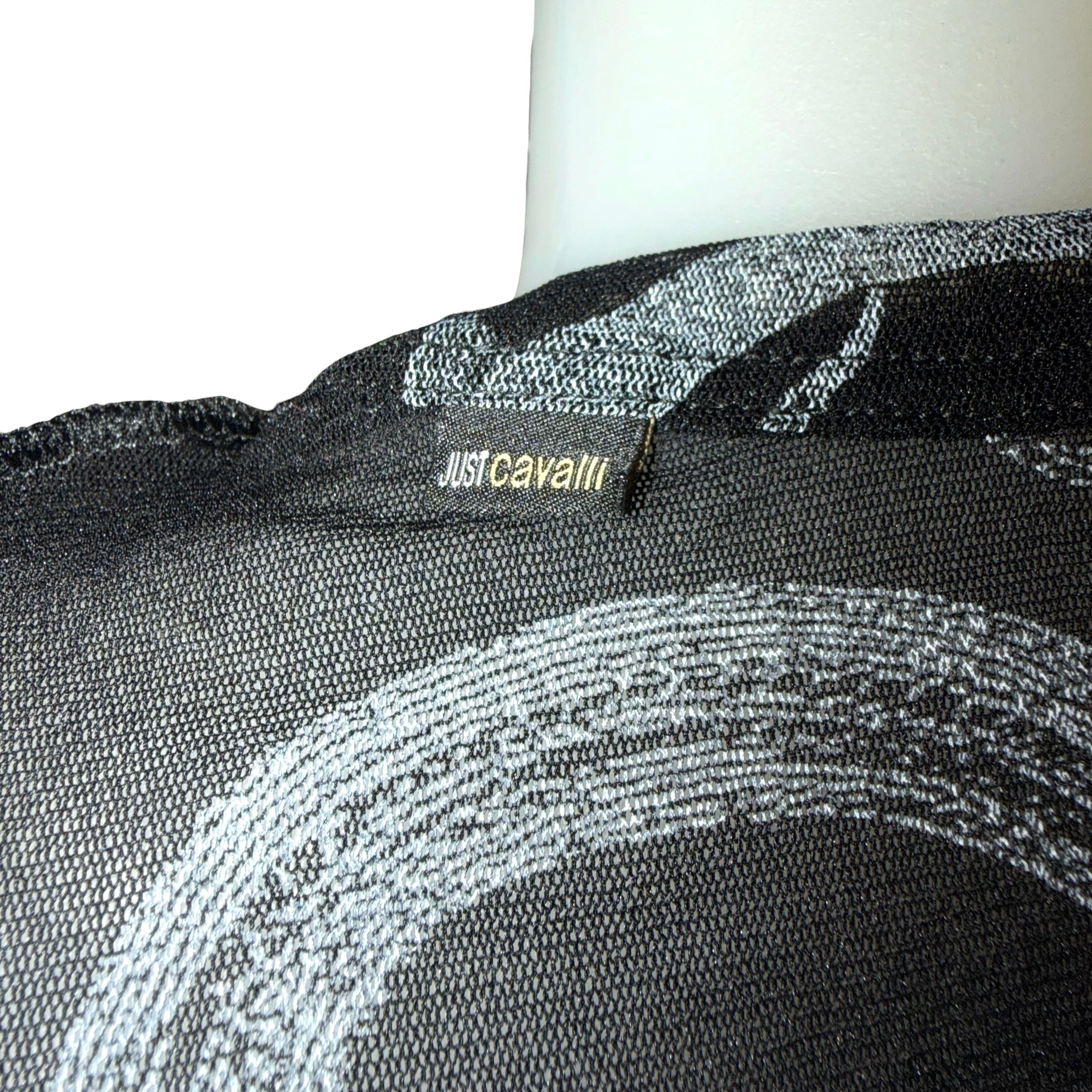 Just Cavalli X Roberto Cavalli Vintage Mesh Tattoo Print Long Sleeve Top