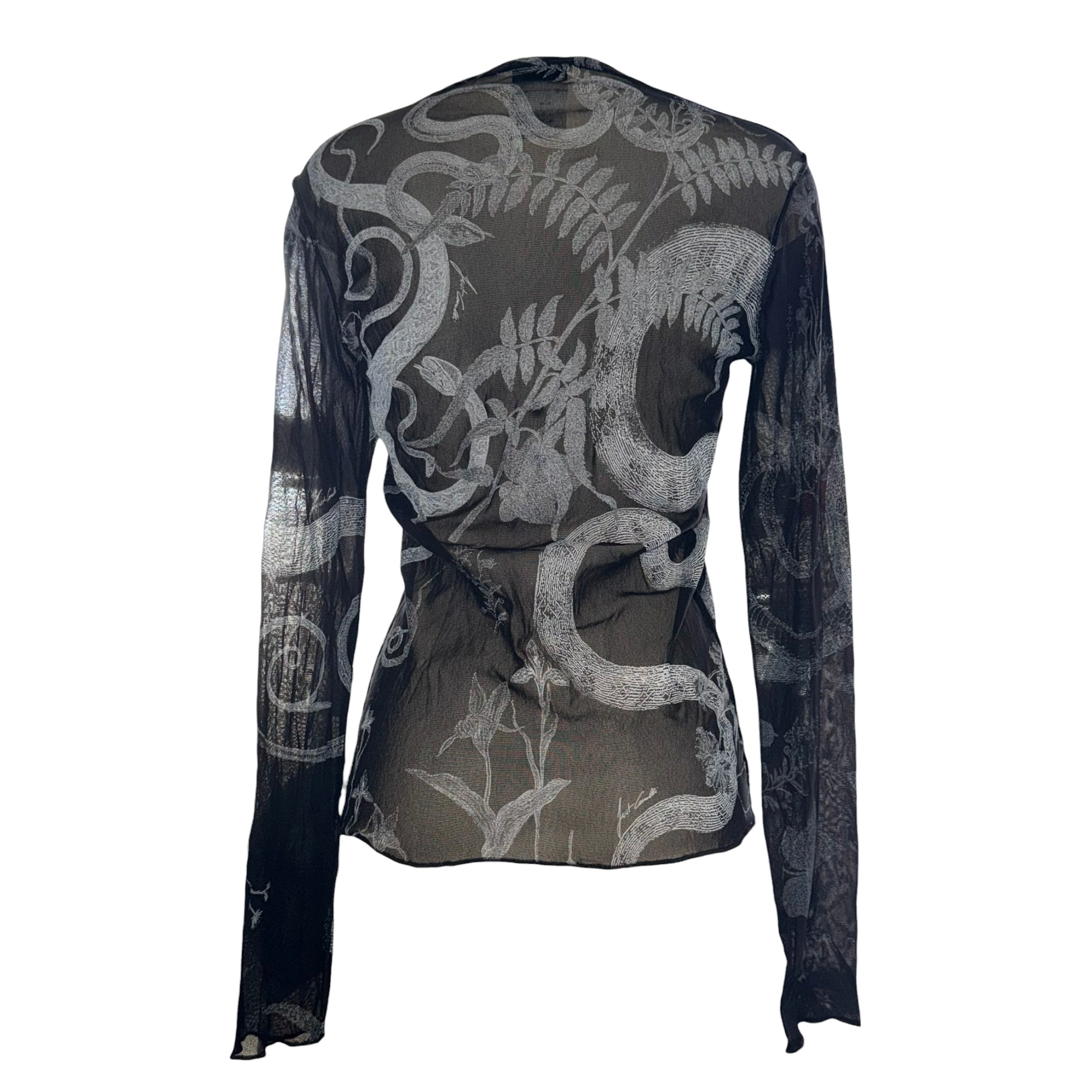 Just Cavalli X Roberto Cavalli Vintage Mesh Tattoo Print Long Sleeve Top