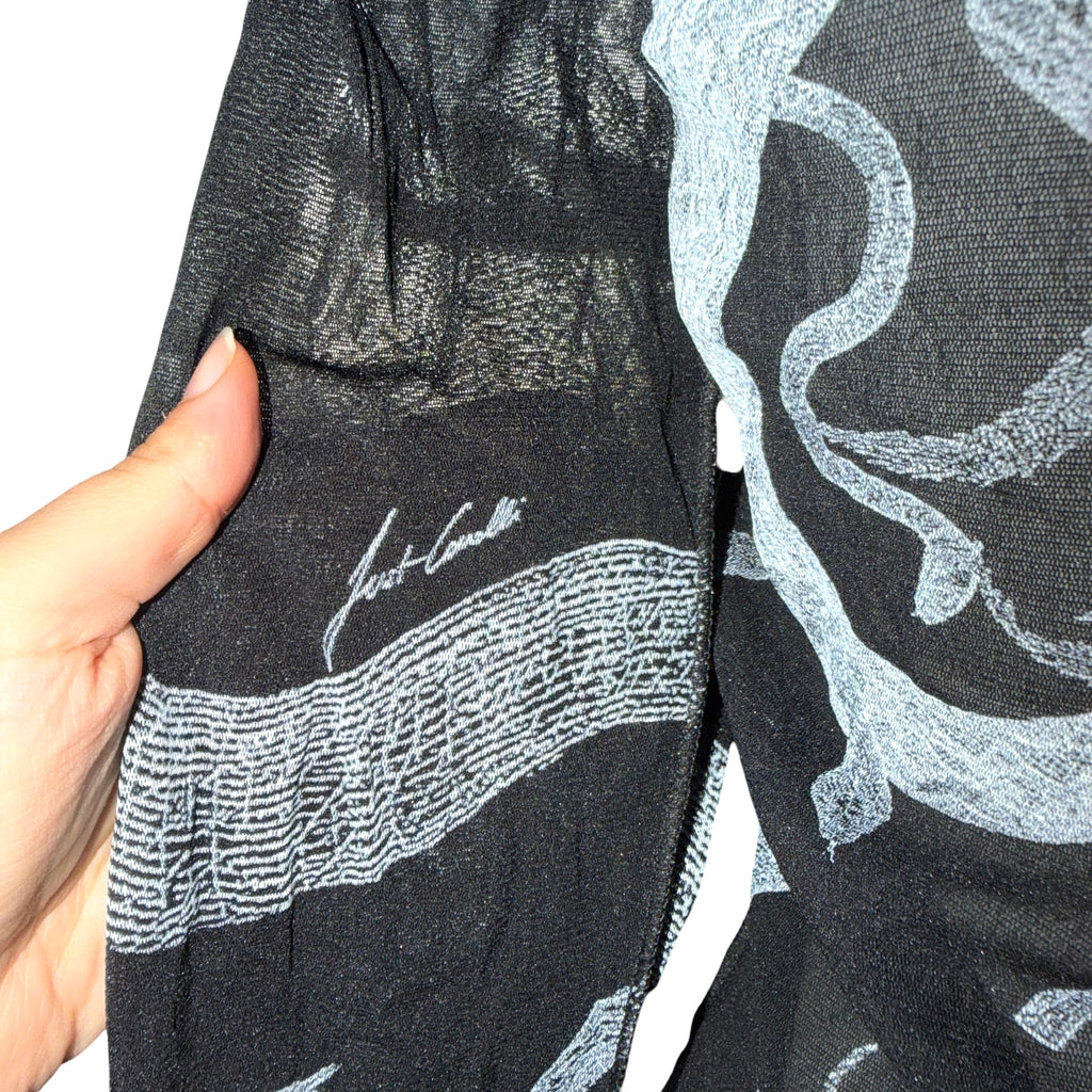 Just Cavalli X Roberto Cavalli Vintage Mesh Tattoo Print Long Sleeve Top