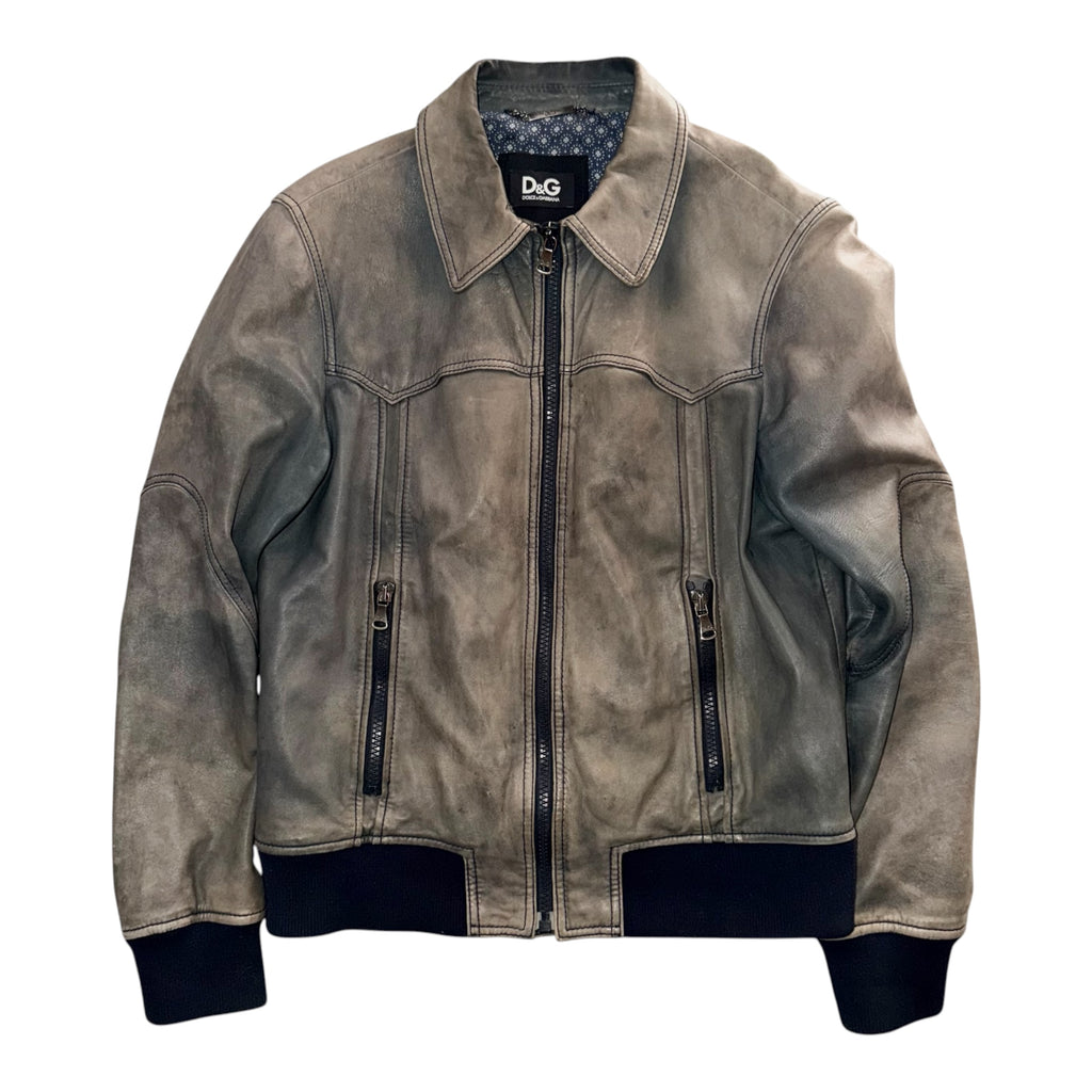DOLCE & GABBANA VINTAGE DISTRESSED LEATHER JACKET