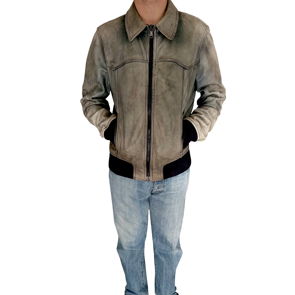 DOLCE & GABBANA VINTAGE DISTRESSED LEATHER JACKET