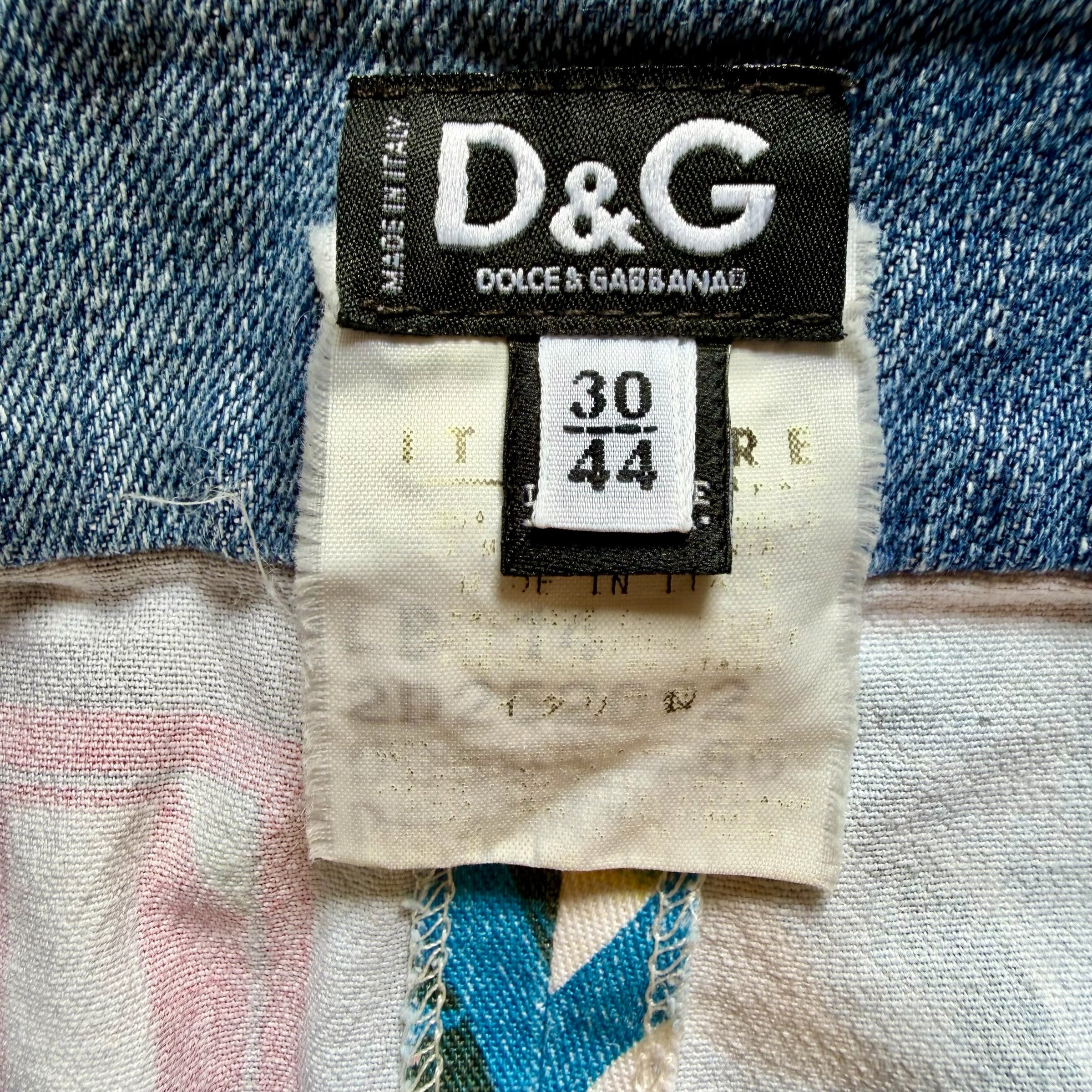 DOLCE & GABBANA VINTAGE NEWSPAPER PRINT DENIM SKIRT