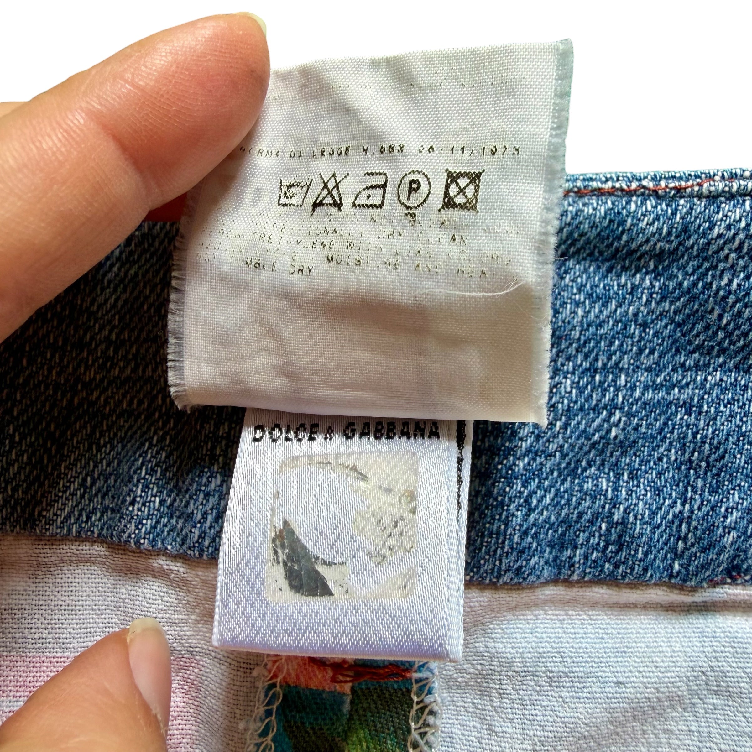 DOLCE & GABBANA VINTAGE NEWSPAPER PRINT DENIM SKIRT