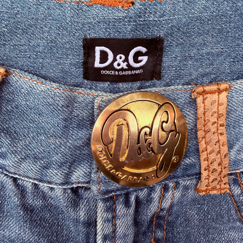 DOLCE & GABBANA VINTAGE PYTHON DENIM SHORTS