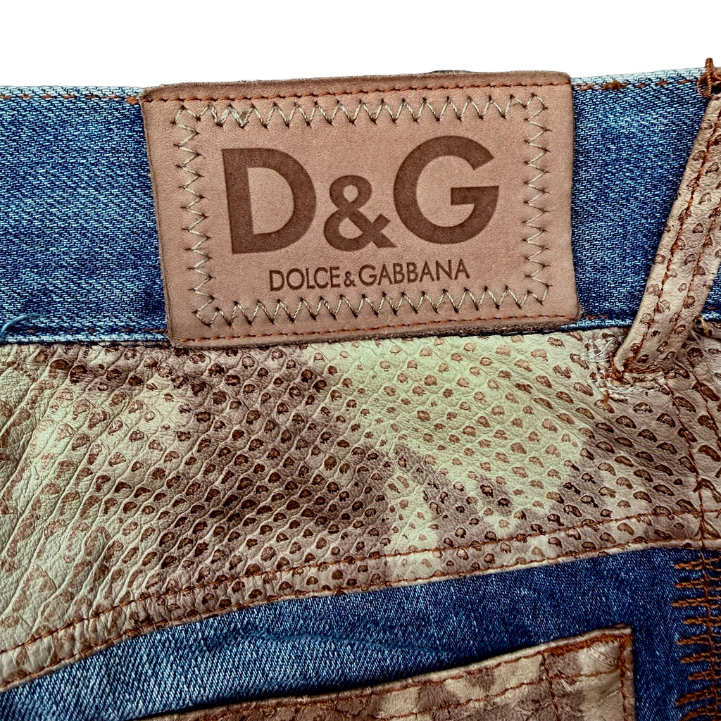 DOLCE & GABBANA VINTAGE PYTHON DENIM SHORTS