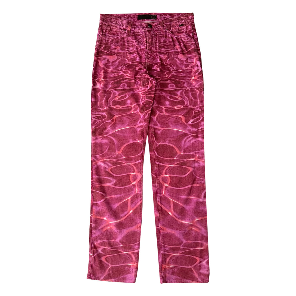 Just Cavalli x Roberto Cavalli Vintage Pink Ocean Water Print Jeans